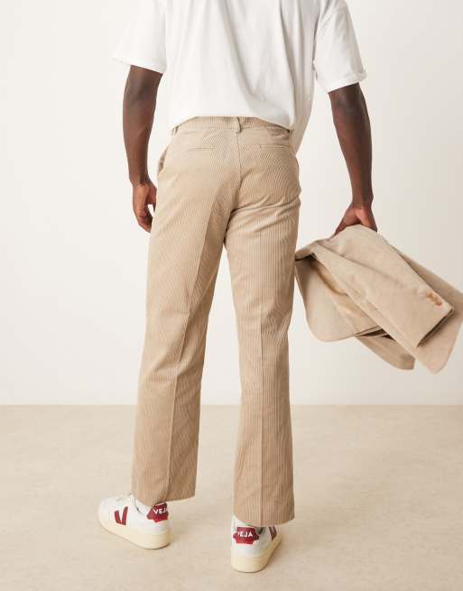 Pantalones de traje color piedra de corte recto de pana de ASOS DESIGN, 3 de 5