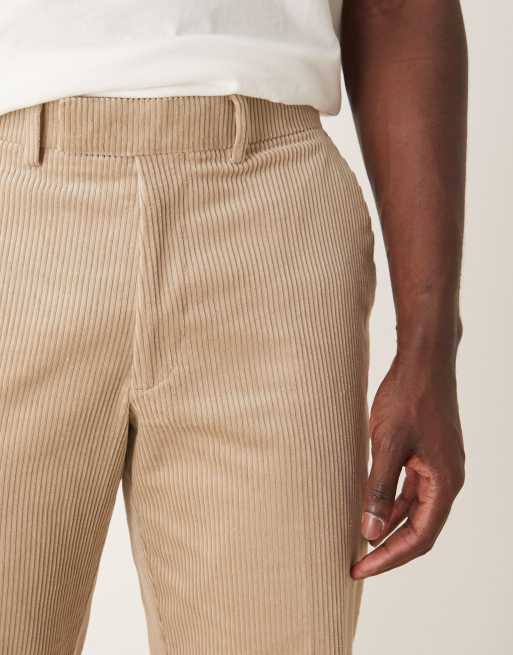 Pantalones de traje color piedra de corte recto de pana de ASOS DESIGN, 4 de 5