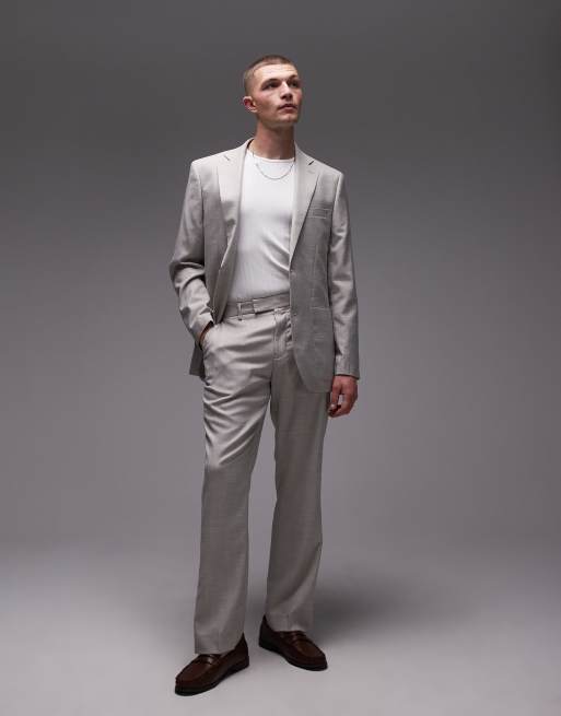 Pantalones de traje color piedra de corte recto de Topman