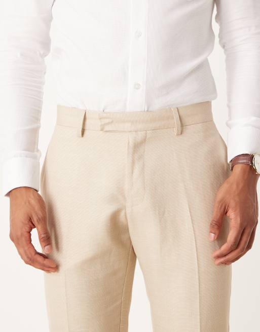 Pantalones de traje color piedra de corte slim de tejido microtexturizado de ASOS DESIGN , 3 de 5