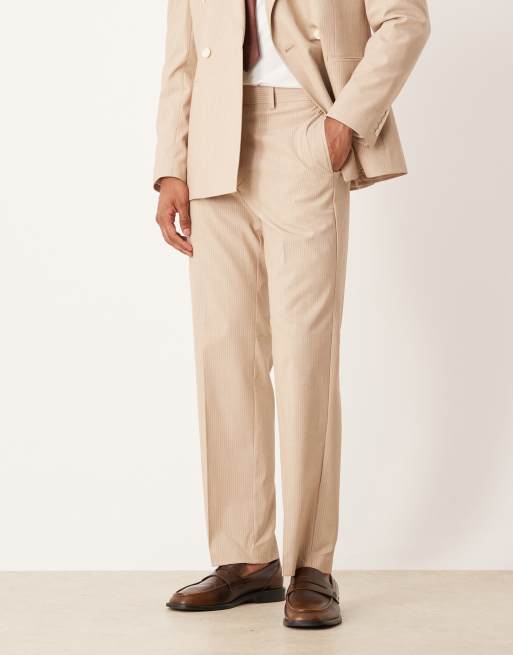 Pantalones de traje color piedra jaspeado de pernera ancha con raya diplomática de ASOS DESIGN, 2 de 5