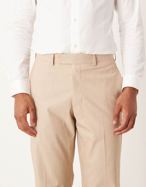 Pantalones de traje color piedra jaspeado de pernera ancha con raya diplomática de ASOS DESIGN, 4 de 5