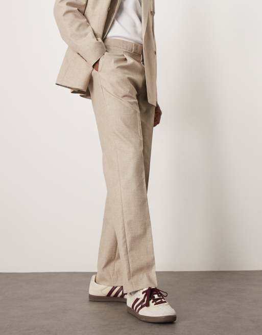 Pantalones de traje color piedra jaspeado de pernera recta con cinturilla elástica de ASOS DESIGN, 2 de 5