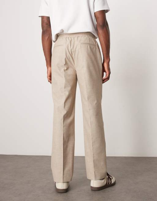 Pantalones de traje color piedra jaspeado de pernera recta con cinturilla elástica de ASOS DESIGN, 3 de 5