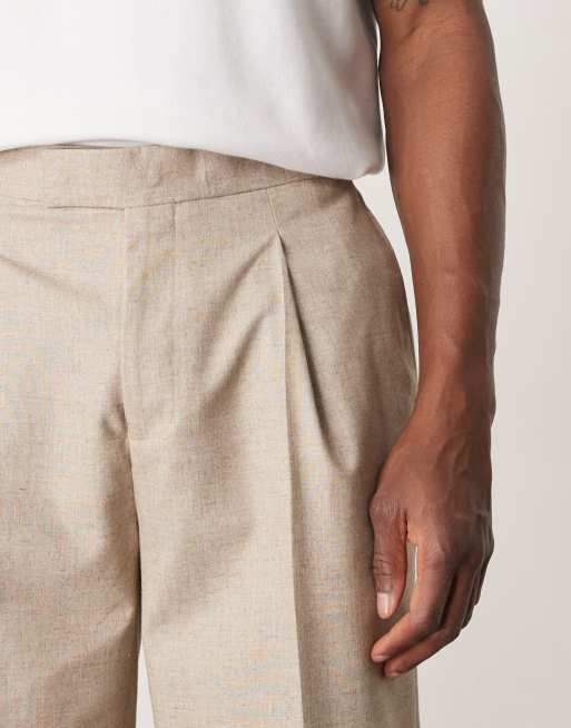 Pantalones de traje color piedra jaspeado de pernera recta con cinturilla elástica de ASOS DESIGN, 5 de 5