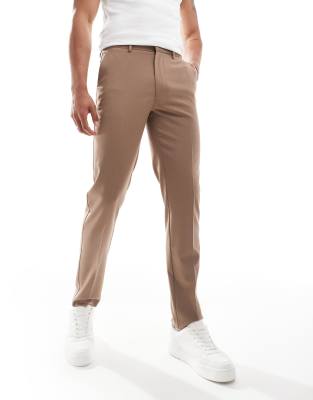 Pantalones de traje color piedra oscuro de corte slim de ASOS DESIGN
