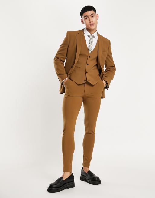 Pantalones de traje color tabaco de corte superpitillo de ASOS DESIGN