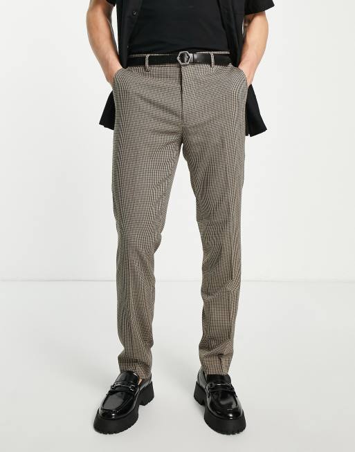 Pantalones de traje de corte pitillo con estampado de pata de gallo de Harry Brown