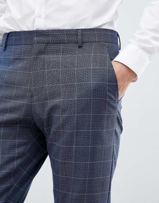 Pantalones de traje de corte slim con cuadros en azul de Selected Homme, 3 de 4