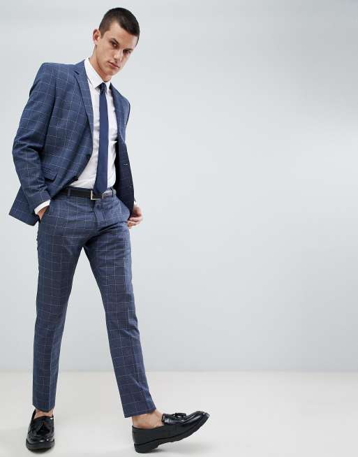 Pantalones de traje de corte slim con cuadros en azul de Selected Homme, 4 de 4
