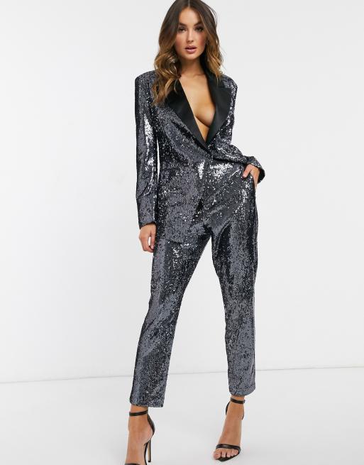 ASOS DESIGN suit in silver sequin, 3 de 3