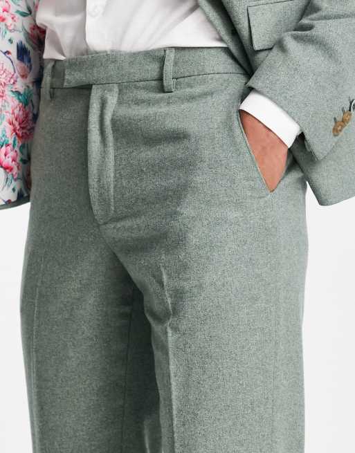 Pantalones de traje de corte slim de tweed de mezcla de lana de Harry Brown Wedding, 2 de 4