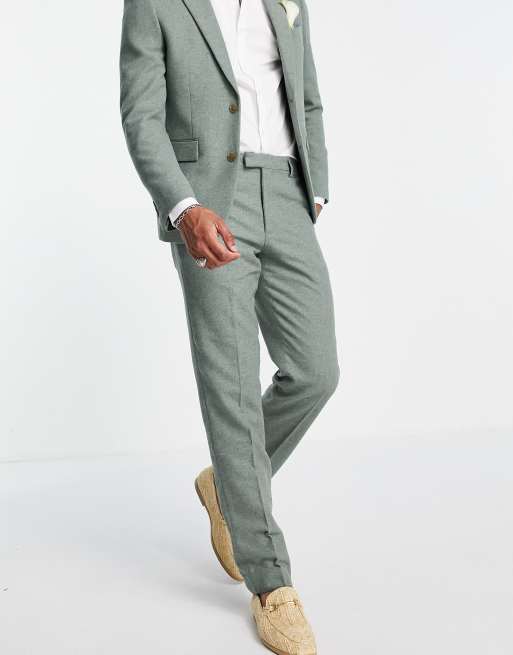Pantalones de traje de corte slim de tweed de mezcla de lana de Harry Brown Wedding, 3 de 4