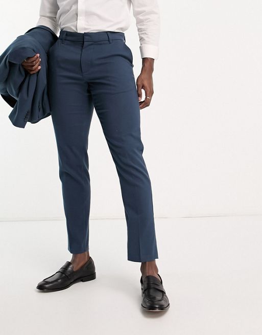 Pantalones de traje de corte slim en color azul marino de New Look