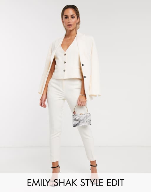 Pantalones de traje de corte slim en marfil pop de ASOS DESIGN