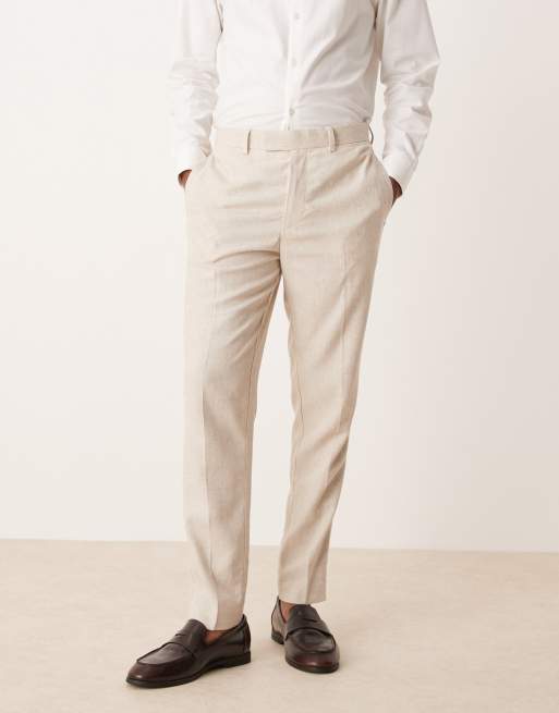 Pantalones de traje de corte tapered de mezcla de lino de ASOS DESIGN, 2 de 5