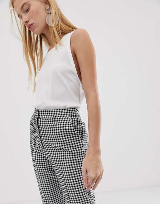 Pantalones de traje de cuadros vichy peque os con pernera acampanada de ASOS DESIGN