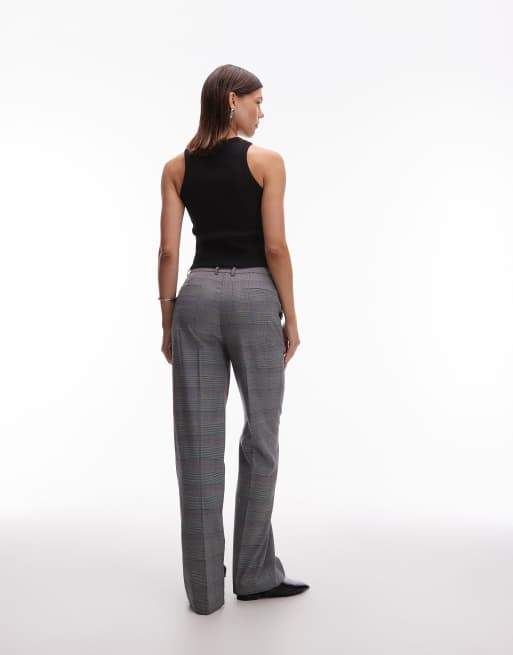 Pantalones de traje de sastre a cuadros monocromáticos de pernera recta holgada y talle alto de ASOS DESIGN, 3 de 4