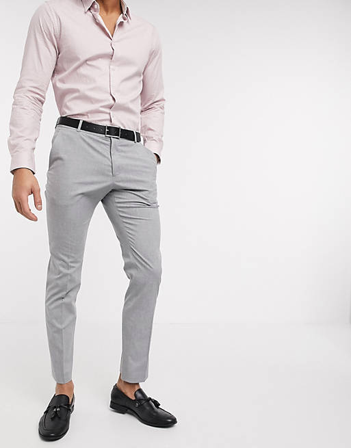 Pantalones de traje elásticos de corte slim en gris claro de Selected Homme