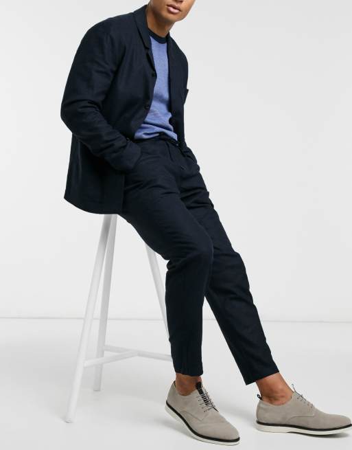 Traje estilo worker de mezcla de lino en azul marino de Selected Homme, 2 de 2