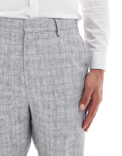 Pantalones de traje gris claro de corte tapered de tejido texturizado con algodón de ASOS DESIGN, 3 de 5