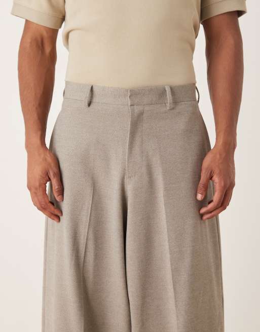 Pantalones de traje gris jaspeado de pernera barrel de tejido cepillado de ASOS DESIGN, 4 de 5