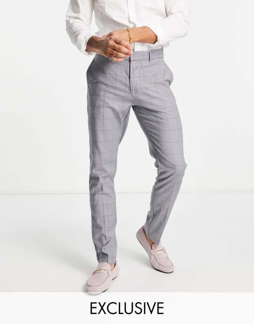 Pantalones de traje gris medio de corte pitillo exclusivos de New