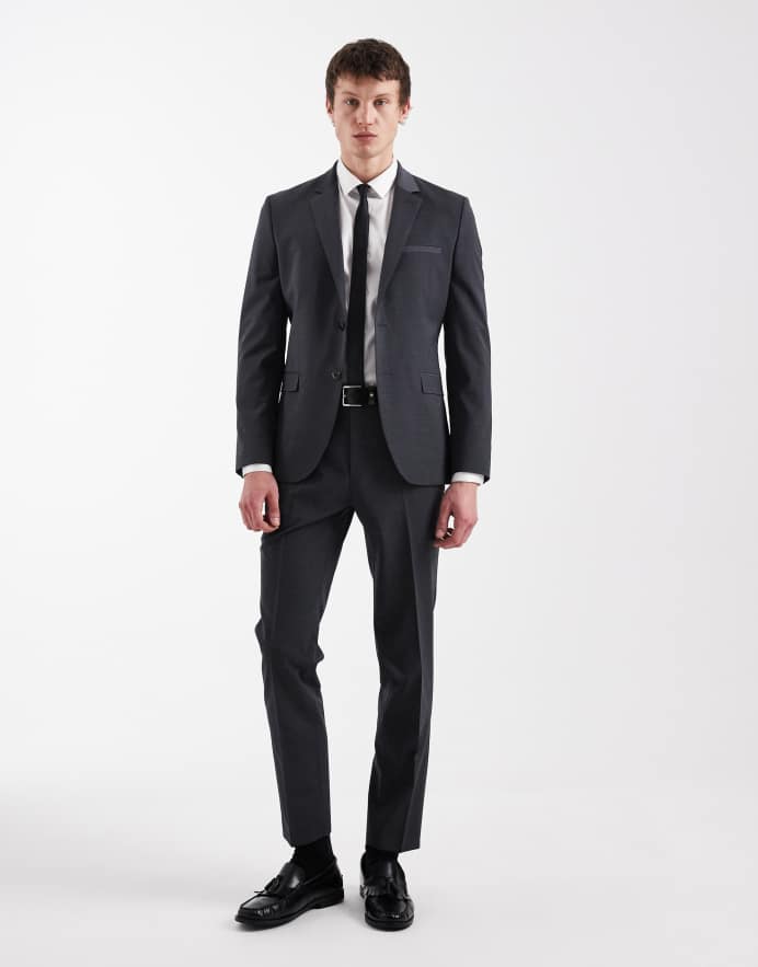 Hugo Red Pantalones de traje gris oscuro de corte slim Arti Hesten de (parte de un conjunto)