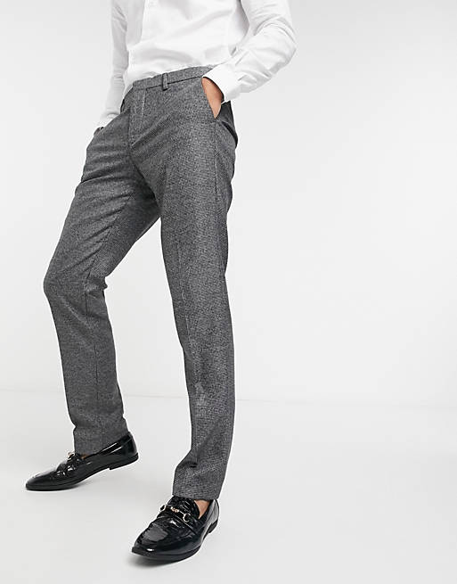 Pantalones de traje grises antracita de corte slim de tejido cepillado de Shelby & Sons