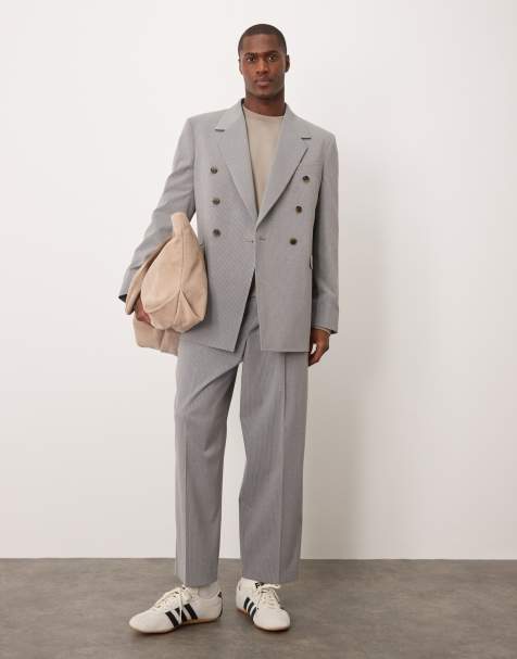 Pantalones de traje grises de corte bombacho con raya diplomática de ASOS DESIGN - view 1