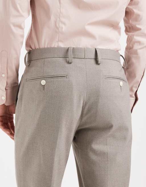 Pantalones de traje grises de corte slim de franela de ASOS DESIGN, 4 de 5