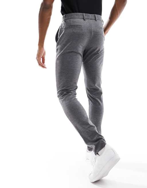 Pantalones de traje grises de corte slim de punto de Jack Jones