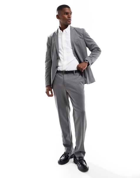 Pantalones de traje grises de corte slim de punto liso de Jack & Jones - view 1
