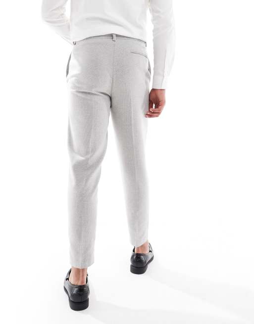 Pantalones de traje grises de corte tapered de tejido con lana de ASOS DESIGN, 3 de 5