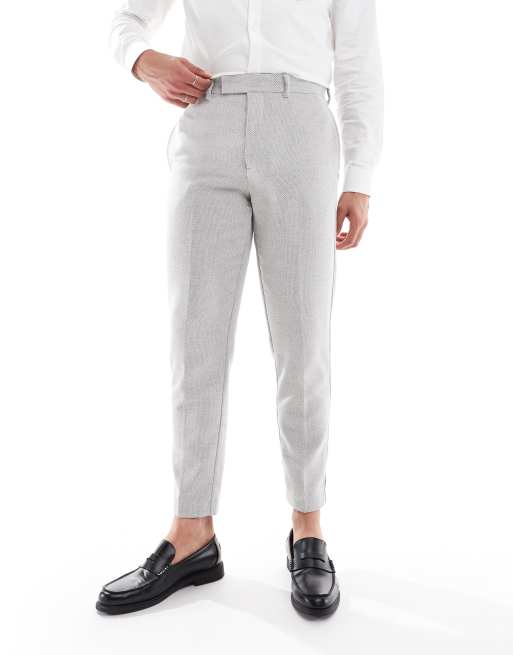 Pantalones de traje grises de corte tapered de tejido con lana de ASOS DESIGN, 5 de 5