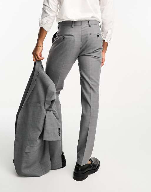 Pantalones de traje grises elásticos de corte slim de mezcla de lana de Jack & Jones Premium, 5 de 5