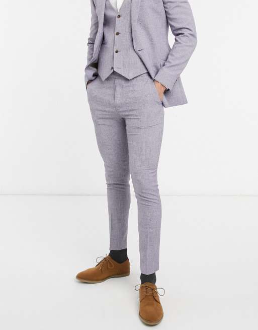 Traje gris oscuro muy entallado con diseño crosshatch de ASOS DESIGN Wedding, 2 de 3