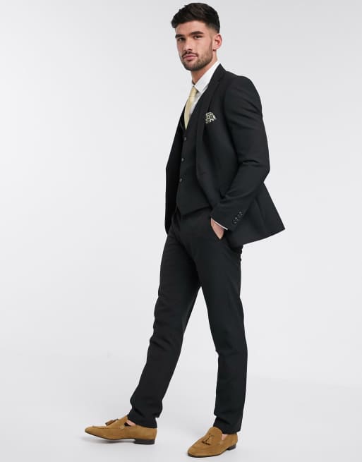 Traje liso de corte slim en negro de Harry Brown, 2 de 3