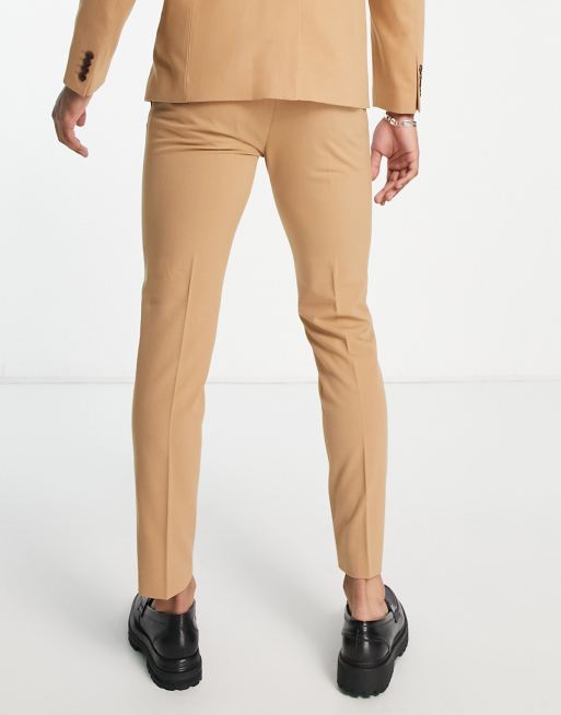 Pantalones de traje marrón claro muy entallados de River Island, 2 de 4