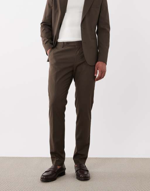 Pantalones de traje marrón oscuro de corte pitillo de ASOS DESIGN, 2 de 5