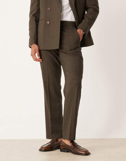 Pantalones de traje marrones a cuadros príncipe de Gales de corte recto de ASOS DESIGN, 2 de 5