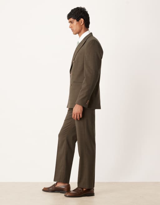 Pantalones de traje marrones a cuadros príncipe de Gales de corte recto de ASOS DESIGN, 3 de 5