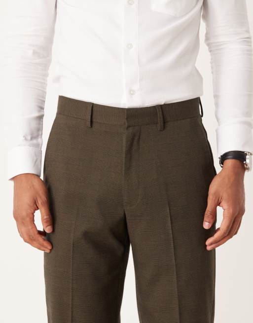 Pantalones de traje marrones a cuadros príncipe de Gales de corte recto de ASOS DESIGN, 4 de 5