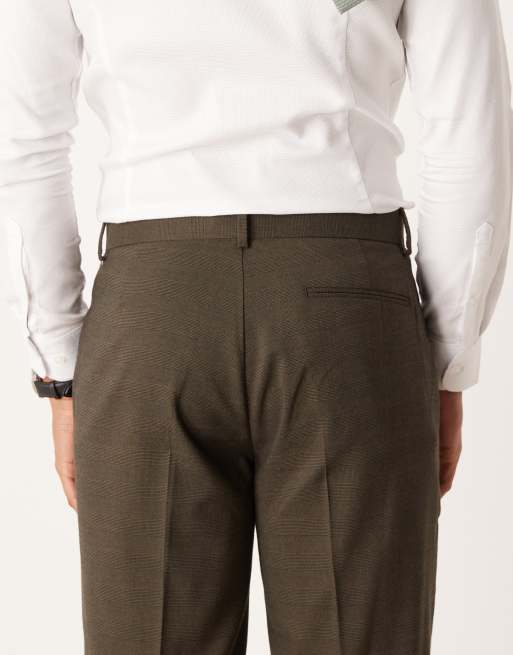 Pantalones de traje marrones a cuadros príncipe de Gales de corte recto de ASOS DESIGN, 5 de 5