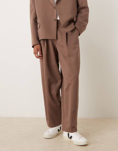 Pantalones de traje marrones de corte barrel de ASOS DESIGN - view 1