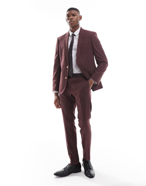 Pantalones de traje marrones de corte pitillo de ASOS DESIGN - view 1