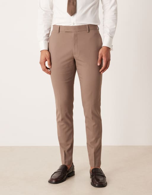 Pantalones de traje marrones de corte pitillo de ASOS DESIGN, 2 de 5