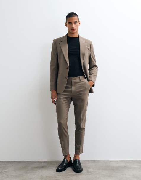 Pantalones de traje marrones de corte tapered de ASOS DESIGN - view 1
