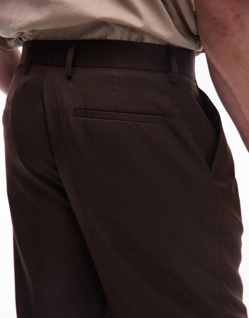 Pantalones de traje marrones de pernera ancha de Topman, 4 de 5