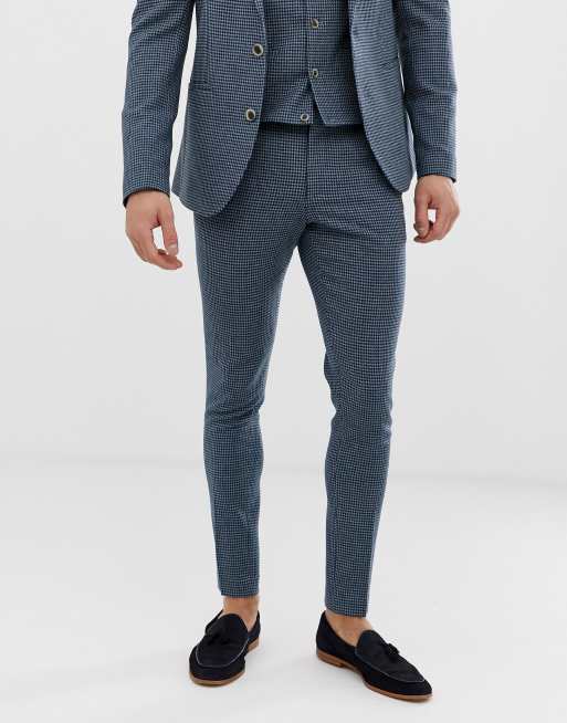 Traje muy ajustado en pata de gallo azul de ASOS DESIGN, 2 de 3